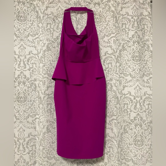 Chiara Boni Halter Jilliam Asymmetric Peplum Ruffle Midi Dress Pink 42 U… - Picture 5 of 8